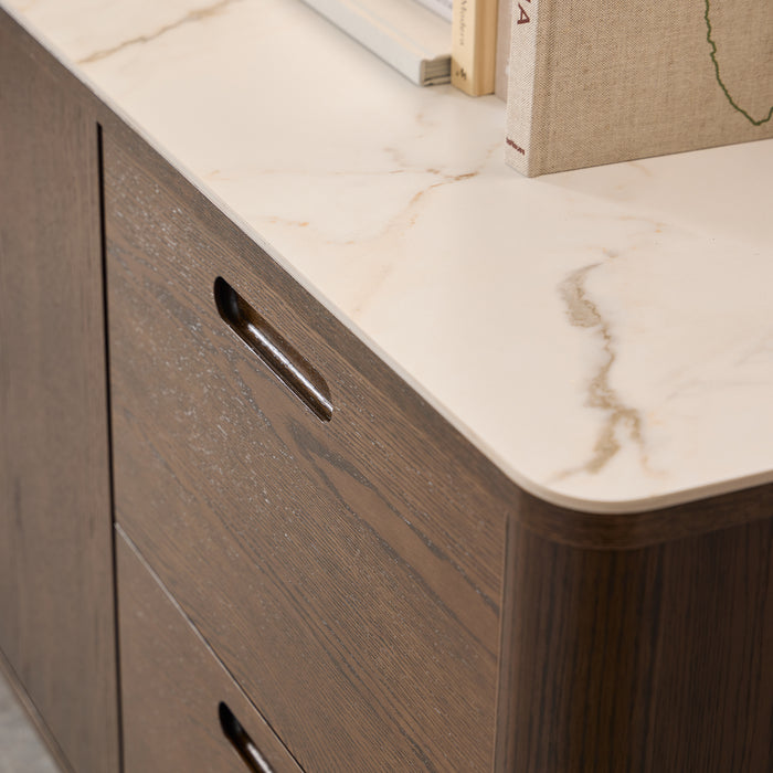 Southampton Sideboard With 2 Doors 2 Drawers and 2 Shelves in Cream Ceramic 