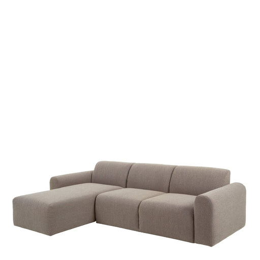 Midfield 2-Seater Chaiselongue Sofa LHF (Reversible Module) in Cona Boucle Beige 1 Fabric, Base in Matt Black