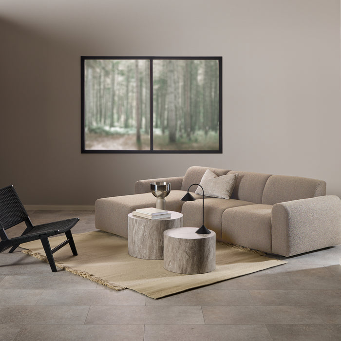 Midfield 2-Seater Chaiselongue Sofa LHF (Reversible Module) in Cona Boucle Beige 1 Fabric, Base in Matt Black