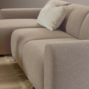 Midfield 2-Seater Chaiselongue Sofa LHF (Reversible Module) in Cona Boucle Beige 1 Fabric, Base in Matt Black