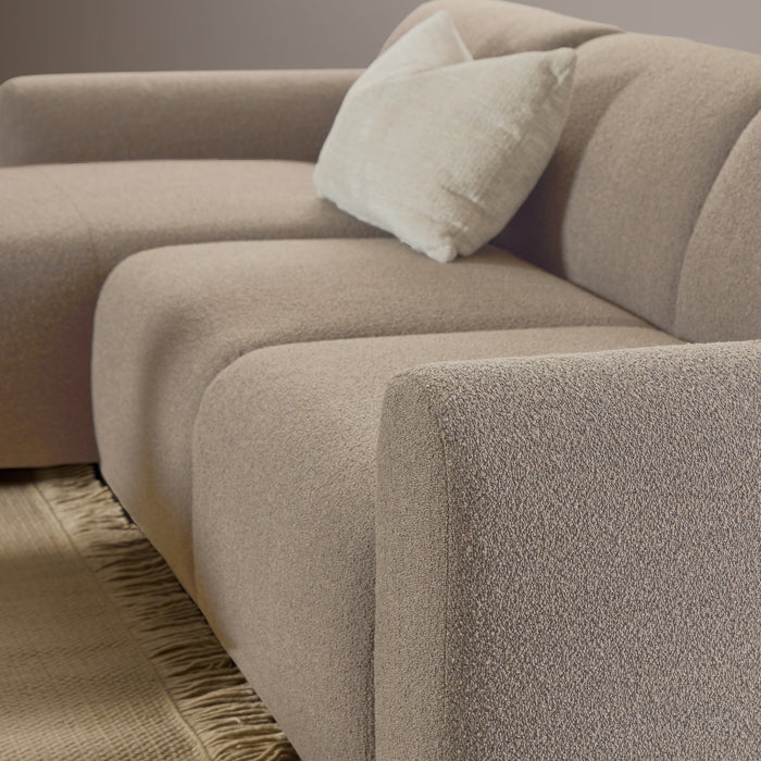 Midfield 2-Seater Chaiselongue Sofa LHF (Reversible Module) in Cona Boucle Beige 1 Fabric, Base in Matt Black