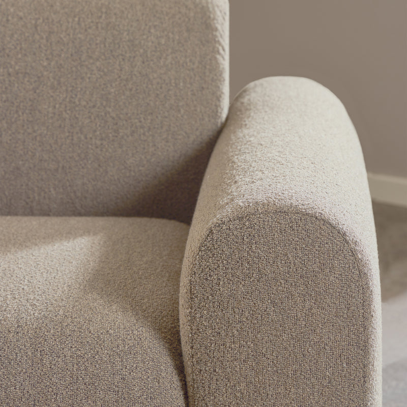 Midfield 2-Seater Chaiselongue Sofa LHF (Reversible Module) in Cona Boucle Beige 1 Fabric, Base in Matt Black