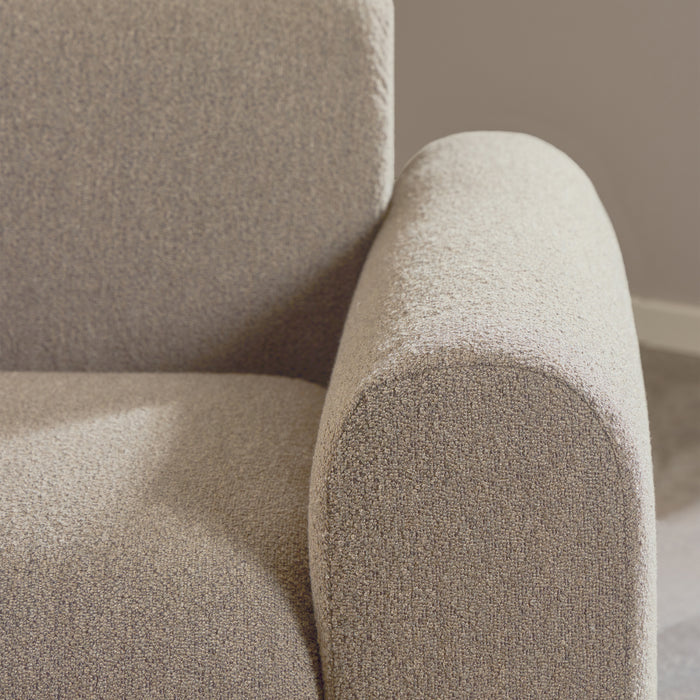 Midfield 2-Seater Chaiselongue Sofa LHF (Reversible Module) in Cona Boucle Beige 1 Fabric, Base in Matt Black