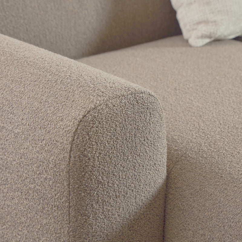Midfield 2-Seater Chaiselongue Sofa LHF (Reversible Module) in Cona Boucle Beige 1 Fabric, Base in Matt Black