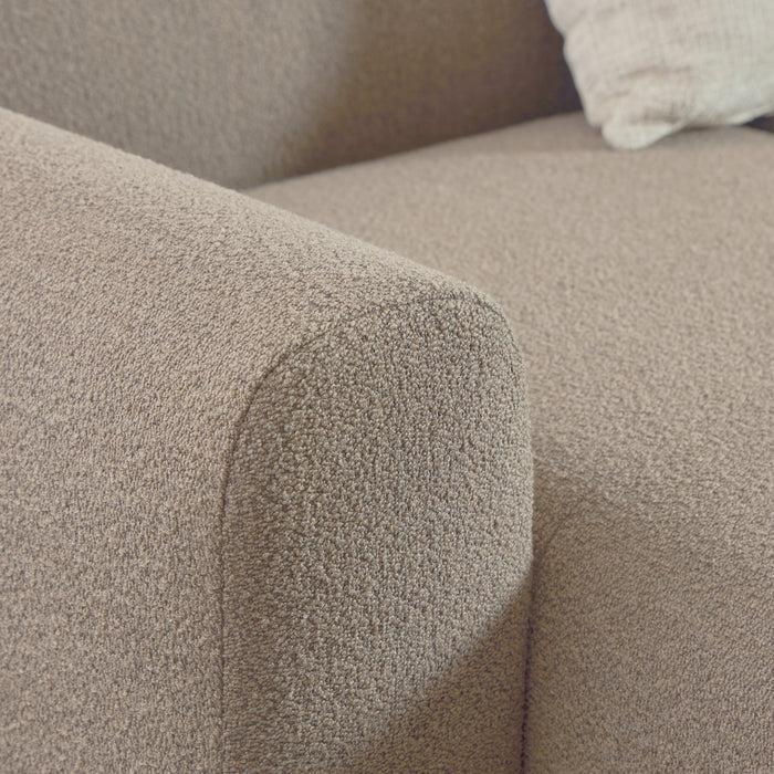 Midfield 2-Seater Chaiselongue Sofa LHF (Reversible Module) in Cona Boucle Beige 1 Fabric, Base in Matt Black