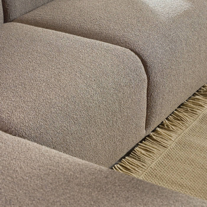 Midfield 2-Seater Chaiselongue Sofa LHF (Reversible Module) in Cona Boucle Beige 1 Fabric, Base in Matt Black