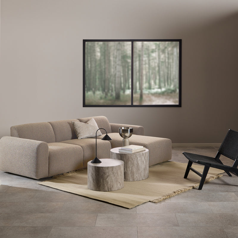 Midfield 2-Seater Chaiselongue Sofa RHF (Reversible Module) in Cona Boucle Beige 1 Fabric, Base in Matt Black