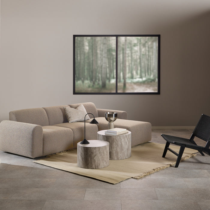 Midfield 2-Seater Chaiselongue Sofa RHF (Reversible Module) in Cona Boucle Beige 1 Fabric, Base in Matt Black