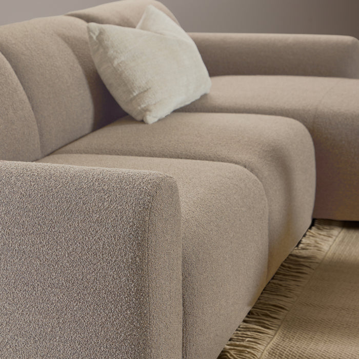 Midfield 2-Seater Chaiselongue Sofa RHF (Reversible Module) in Cona Boucle Beige 1 Fabric, Base in Matt Black