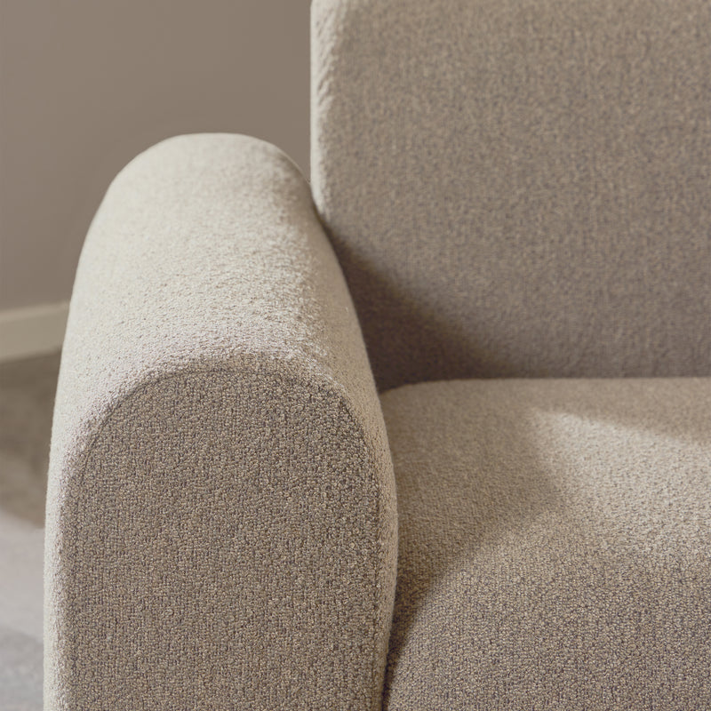 Midfield 2-Seater Chaiselongue Sofa RHF (Reversible Module) in Cona Boucle Beige 1 Fabric, Base in Matt Black