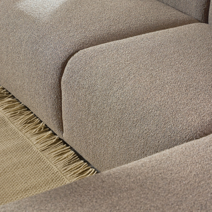 Midfield 2-Seater Chaiselongue Sofa RHF (Reversible Module) in Cona Boucle Beige 1 Fabric, Base in Matt Black