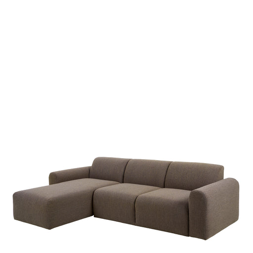 Midfield 2-Seater Chaiselongue Sofa LHF (Reversible Module) in Cona Boucle Taupe 2 Fabric, Base in Matt Black