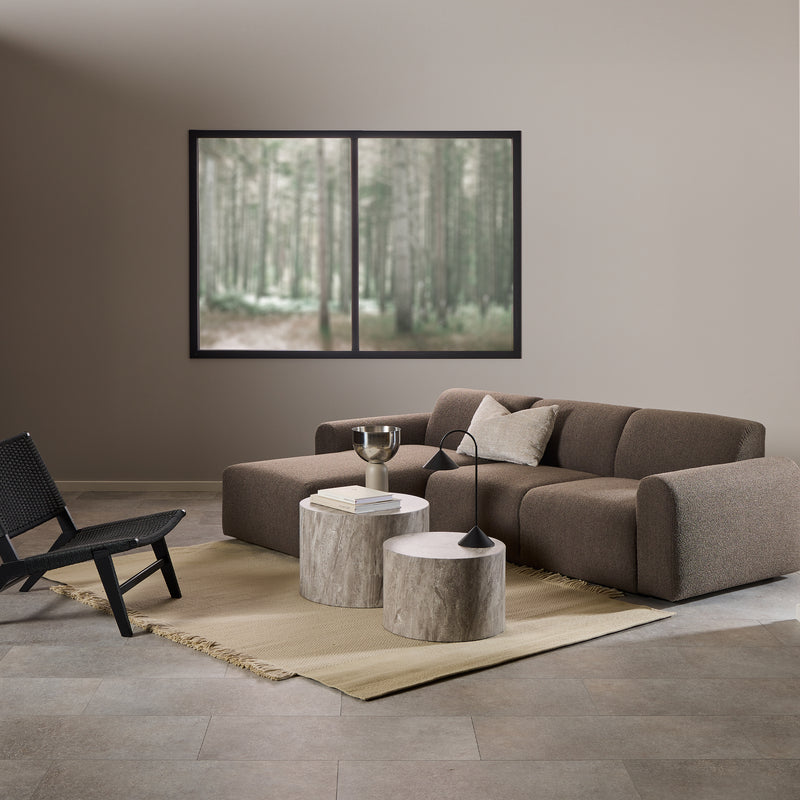 Midfield 2-Seater Chaiselongue Sofa LHF (Reversible Module) in Cona Boucle Taupe 2 Fabric, Base in Matt Black