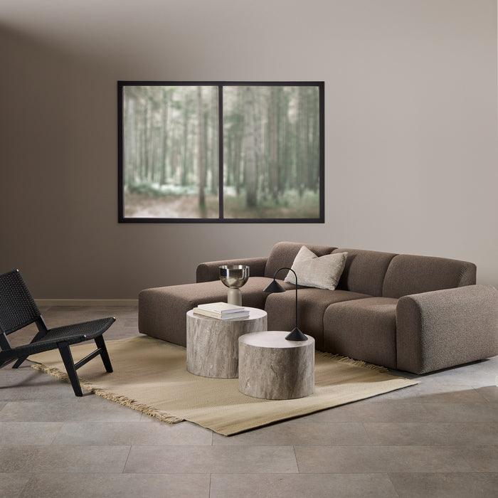 Midfield 2-Seater Chaiselongue Sofa LHF (Reversible Module) in Cona Boucle Taupe 2 Fabric, Base in Matt Black