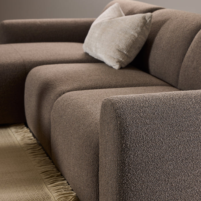 Midfield 2-Seater Chaiselongue Sofa LHF (Reversible Module) in Cona Boucle Taupe 2 Fabric, Base in Matt Black