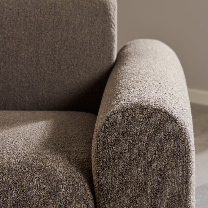 Midfield 2-Seater Chaiselongue Sofa LHF (Reversible Module) in Cona Boucle Taupe 2 Fabric, Base in Matt Black
