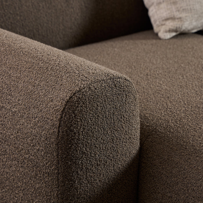 Midfield 2-Seater Chaiselongue Sofa LHF (Reversible Module) in Cona Boucle Taupe 2 Fabric, Base in Matt Black