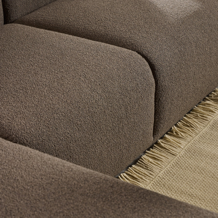 Midfield 2-Seater Chaiselongue Sofa LHF (Reversible Module) in Cona Boucle Taupe 2 Fabric, Base in Matt Black