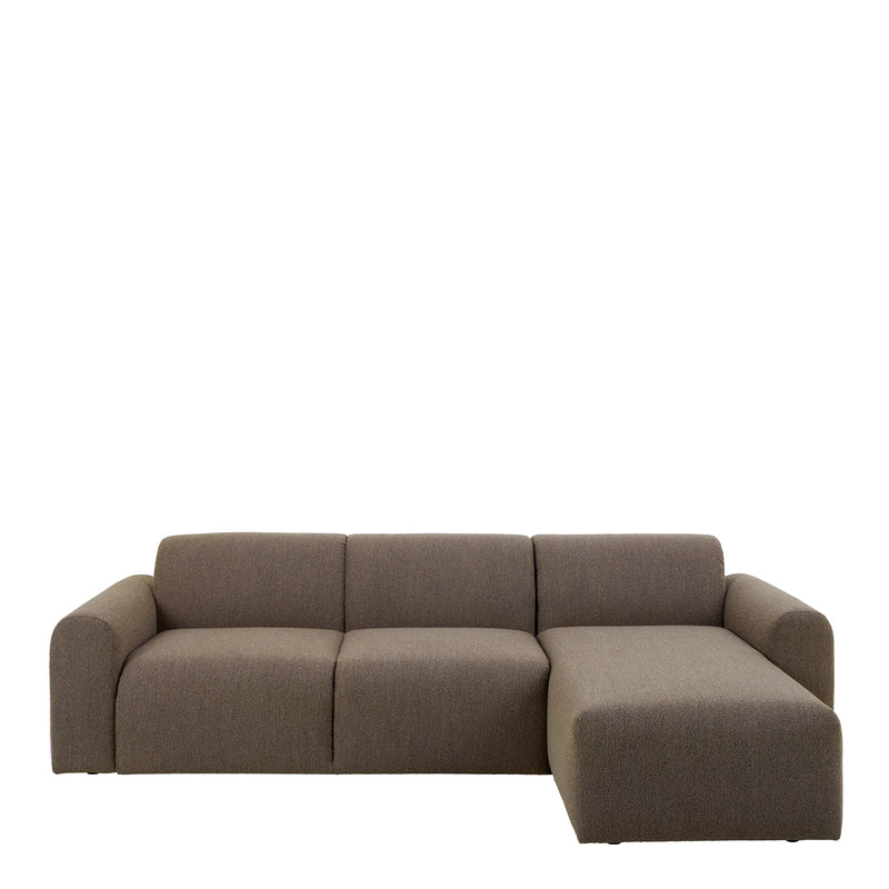 Midfield 2-Seater Chaiselongue Sofa RHF (Reversible Module) in Cona Boucle Taupe 2 Fabric, Base in Matt Black