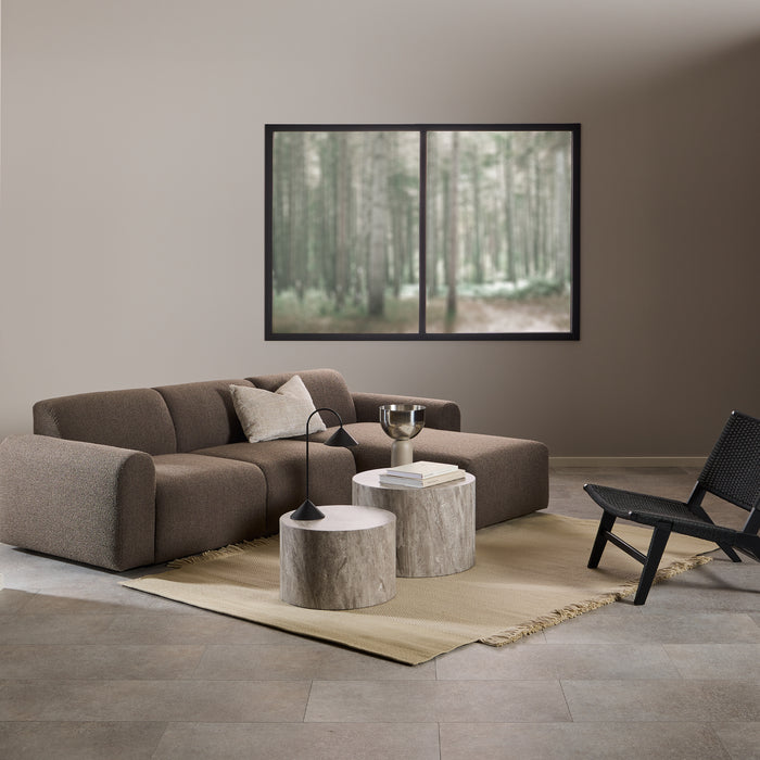 Midfield 2-Seater Chaiselongue Sofa RHF (Reversible Module) in Cona Boucle Taupe 2 Fabric, Base in Matt Black