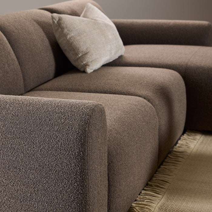 Midfield 2-Seater Chaiselongue Sofa RHF (Reversible Module) in Cona Boucle Taupe 2 Fabric, Base in Matt Black
