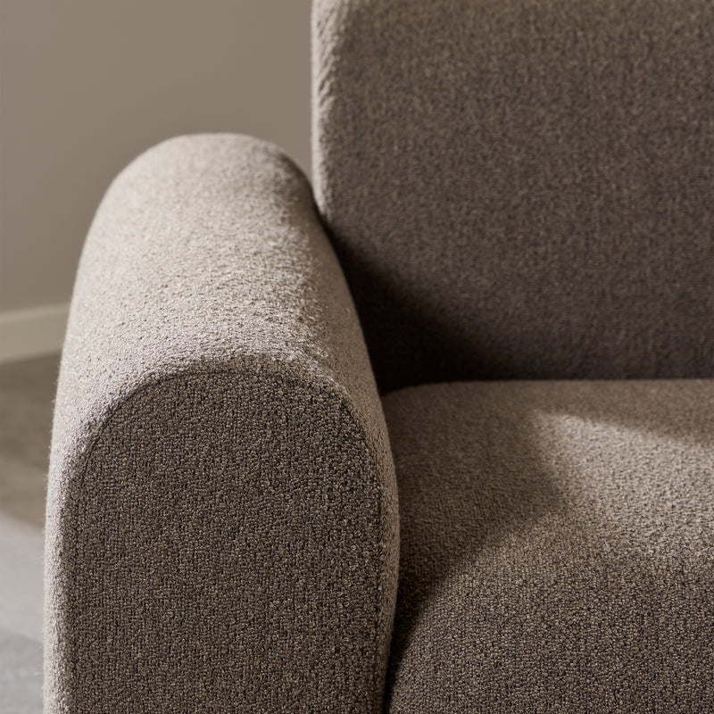 Midfield 2-Seater Chaiselongue Sofa RHF (Reversible Module) in Cona Boucle Taupe 2 Fabric, Base in Matt Black