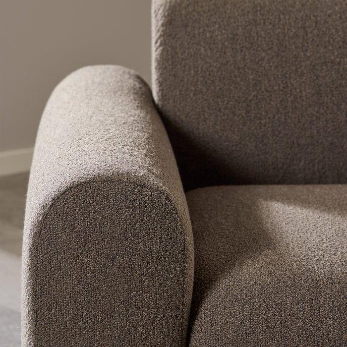 Midfield 2-Seater Chaiselongue Sofa RHF (Reversible Module) in Cona Boucle Taupe 2 Fabric, Base in Matt Black