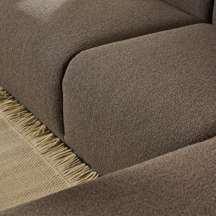 Midfield 2-Seater Chaiselongue Sofa RHF (Reversible Module) in Cona Boucle Taupe 2 Fabric, Base in Matt Black