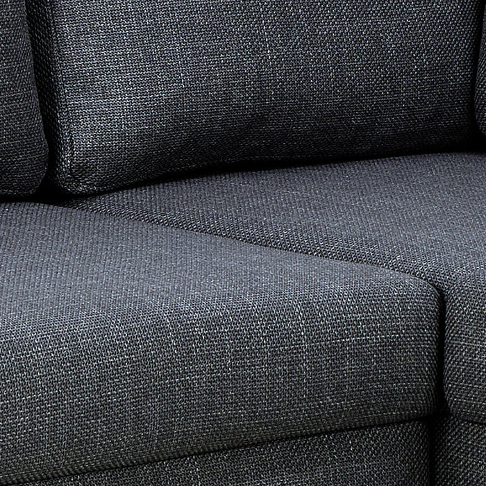 Omaha Corner Sofa With Open End RHF, in Basel Dark Grey 19 Fabric, Base Matt Black Steel