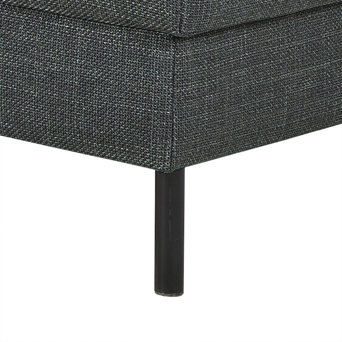 Omaha Corner Sofa With Open End RHF, in Basel Dark Grey 19 Fabric, Base Matt Black Steel