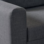 Omaha Corner Sofa With Open End RHF, in Basel Dark Grey 19 Fabric, Base Matt Black Steel