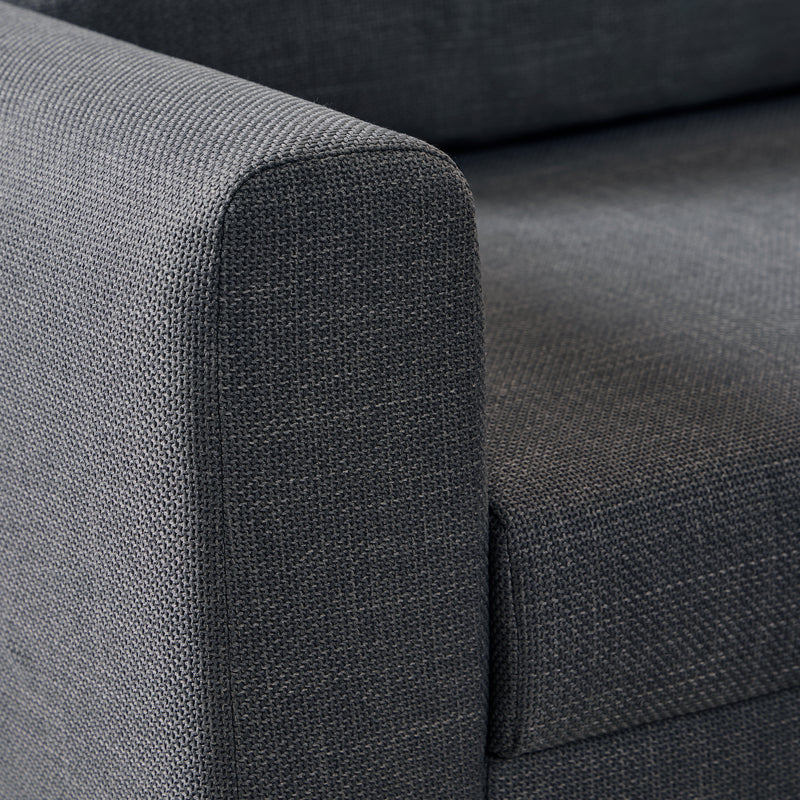 Omaha Corner Sofa With Open End RHF, in Basel Dark Grey 19 Fabric, Base Matt Black Steel