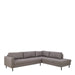 Omaha Corner Sofa With Open End RHF, in Basel Light Grey Brown 34 Fabric, Base Matt Black Steel