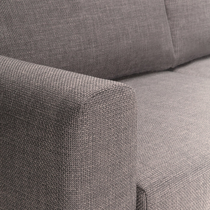 Omaha Corner Sofa With Open End RHF, in Basel Light Grey Brown 34 Fabric, Base Matt Black Steel